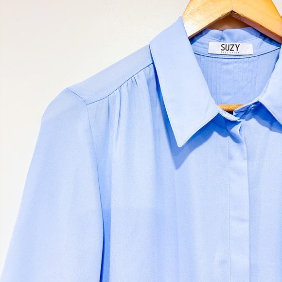 SUZY SHIER Light blue flowy button down shirt - Picture 3 of 8